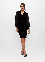 Stretch Velvet Chiffon Sleeve Dress