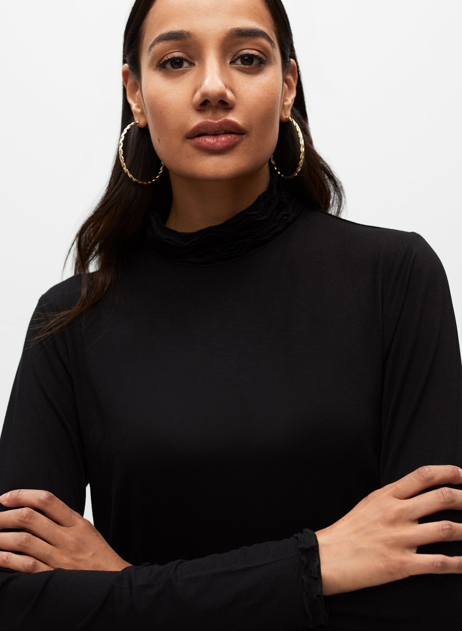 Essential Ruffle Edge Turtleneck Top