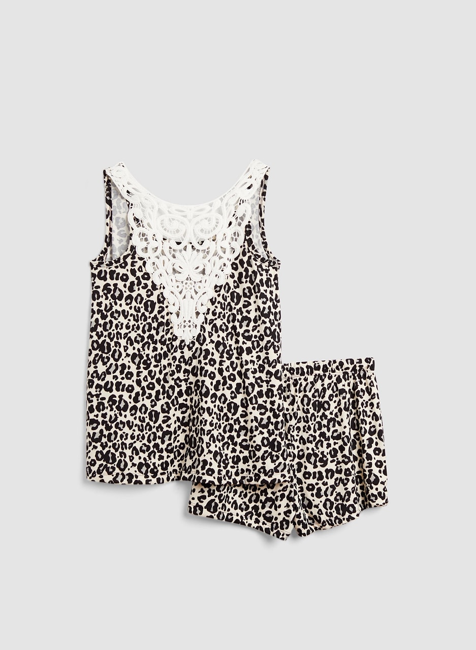 Animal Print Lace Back Pyjama Set