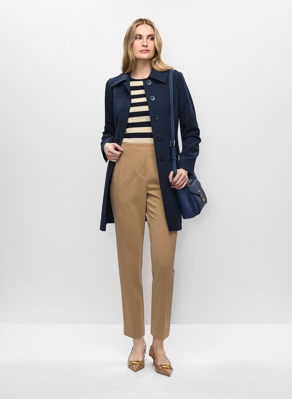 Button Detail Trench Coat & Slim Leg Pants