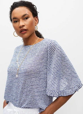 Striped Ruffle Sleeve Top