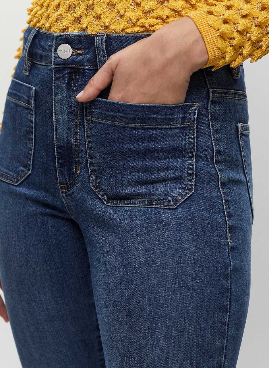 Patch Pocket Flare Leg Jeans