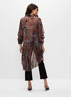 Paisley Print Asymmetric Button-Up Tunic