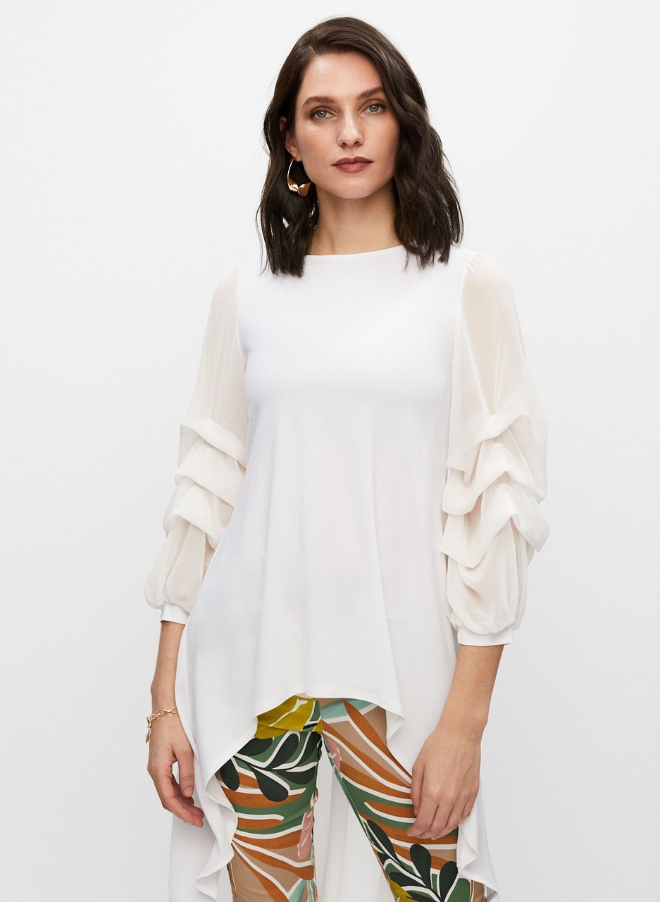 Ruffle Sleeve Asymmetric Tunic