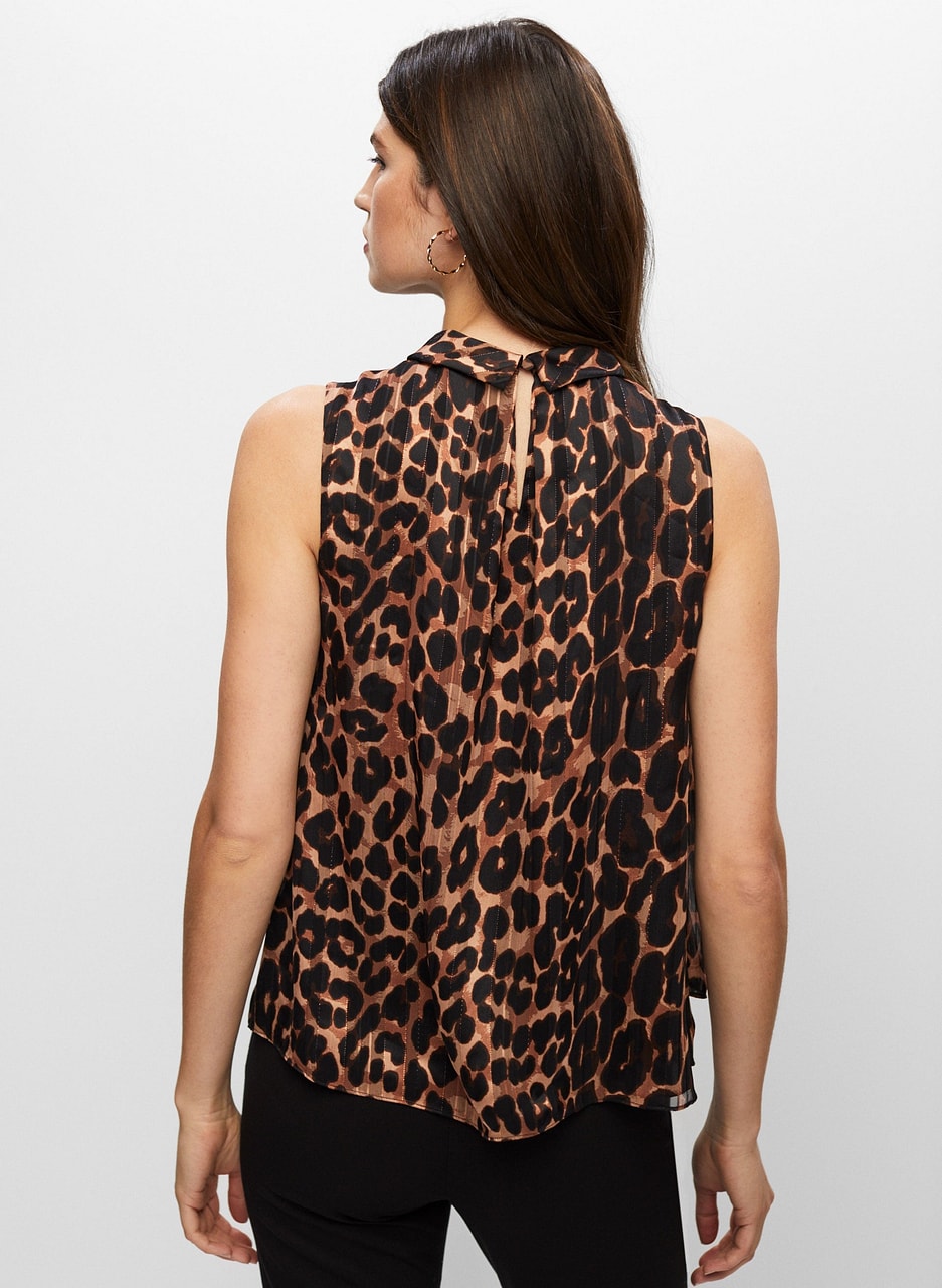 Sleeveless Leopard Print Blouse