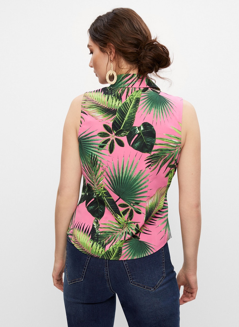 Tropical Print Sleeveless Top