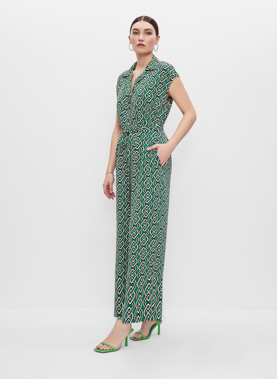 Geometric Print Wide Leg Jumpsuit