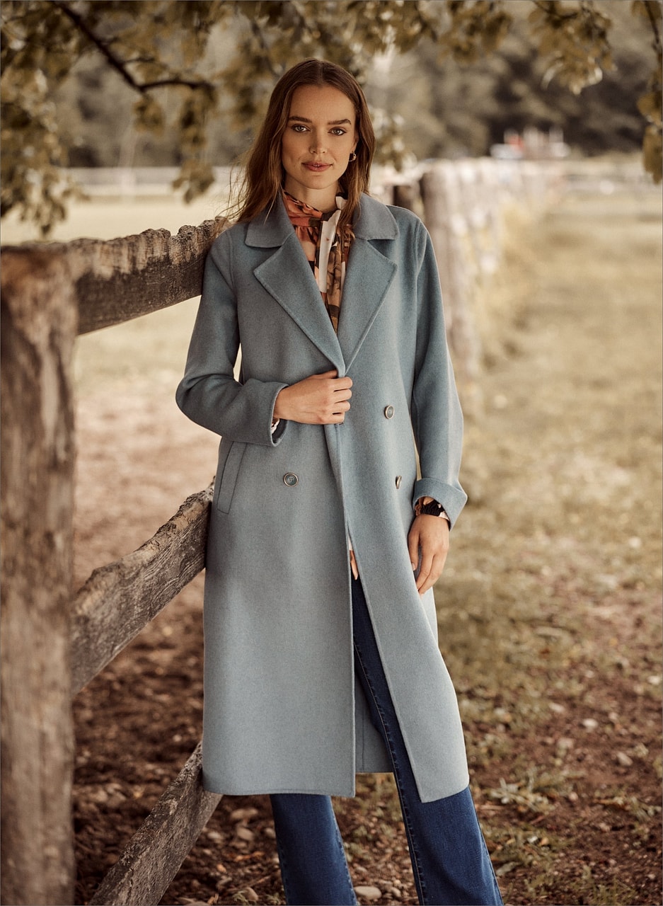 Double-Breasted Wool Long Coat