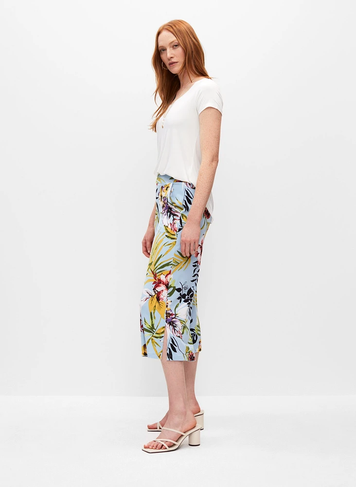 Tropical Pull-On Culotte Pants