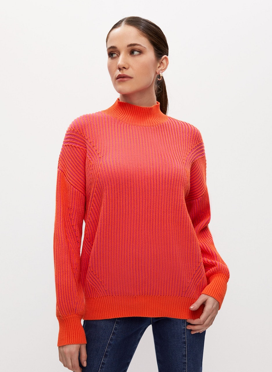 Two Tone Mock Neck Sweater