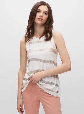 Sequin Detail Striped Top