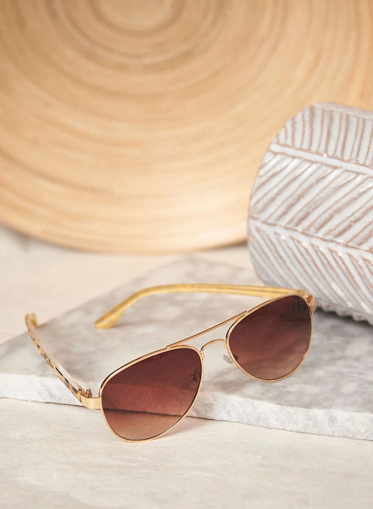 Wire-Frame Aviator Sunglasses