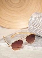 Wire-Frame Aviator Sunglasses