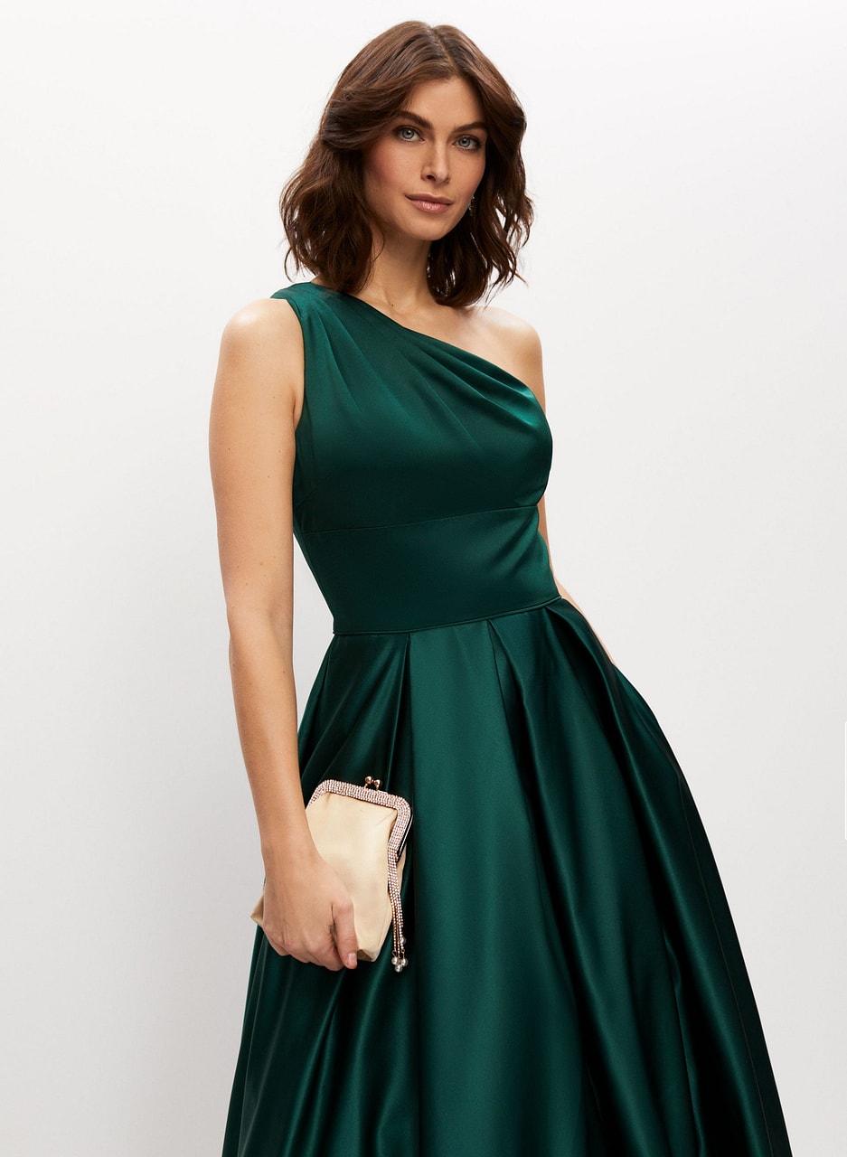 One-Shoulder Satin Ball Gown