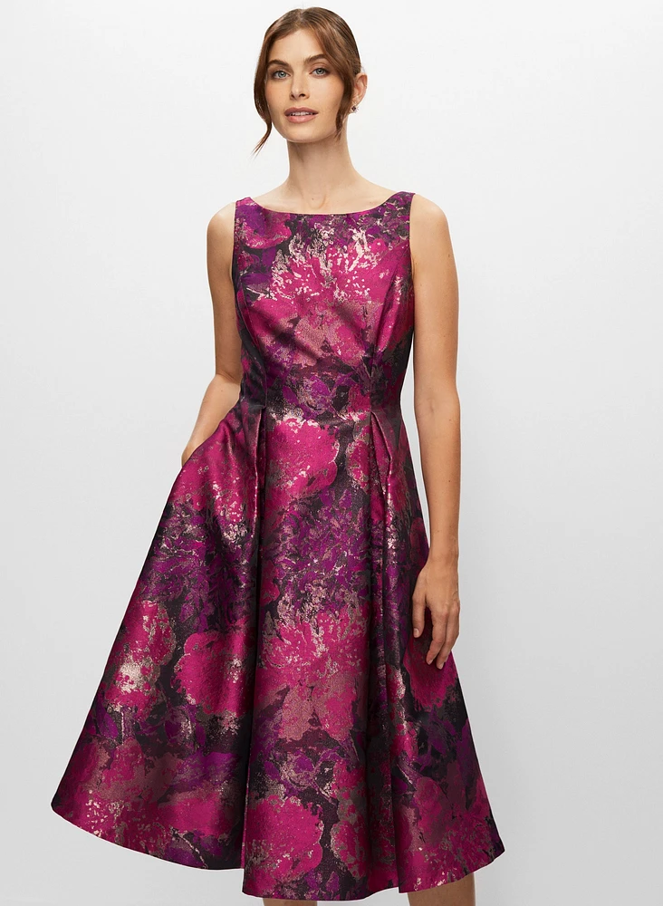 Abstract Floral Jacquard Dress