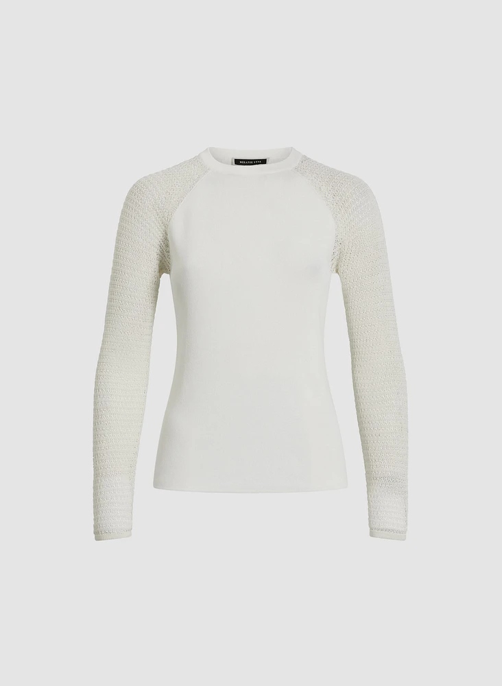 Open-Knit Sleeve Sweater