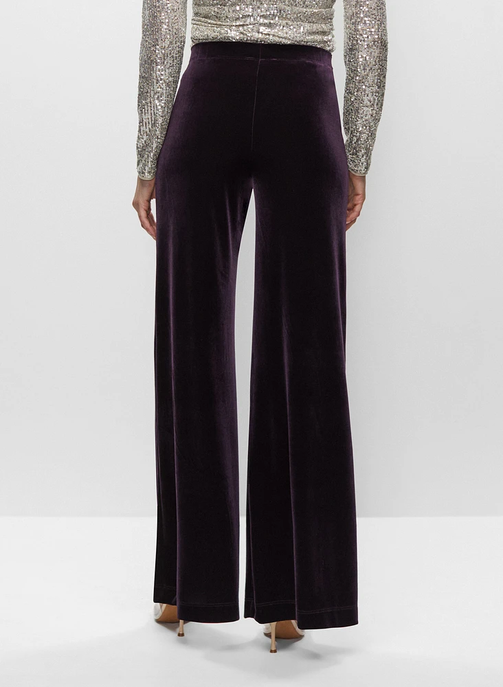 Velour Wide Leg Pull-On Pants