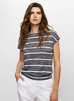 Stripe Print Short Sleeve Top