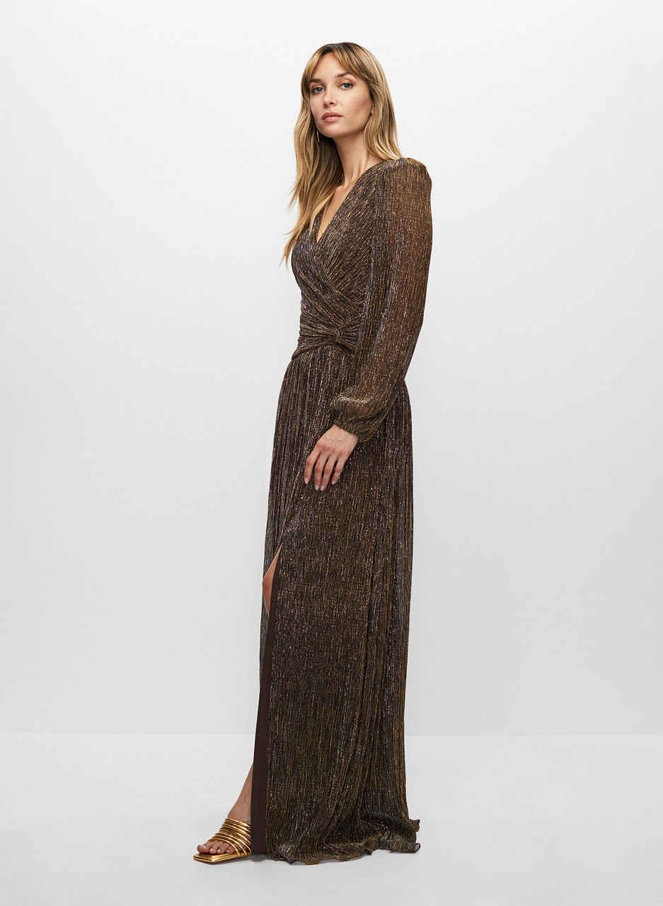 BA Nites - Metallic V-neck Gown