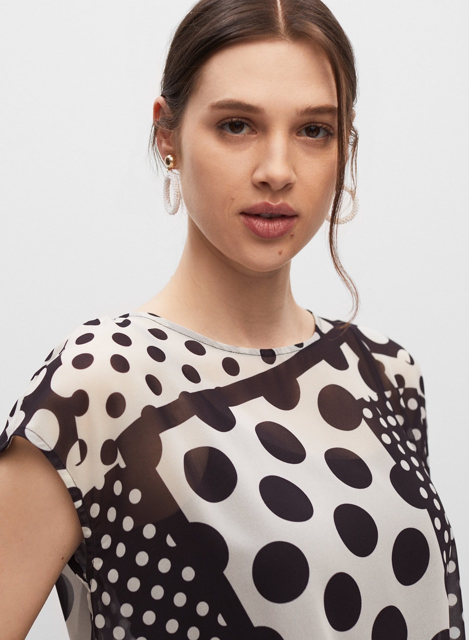 Patchwork Dot Print Blouse