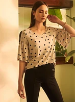 Polka Dot Flare Sleeve Top