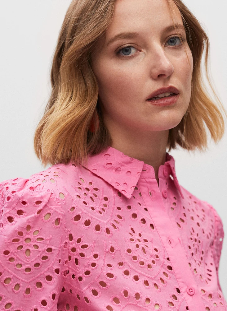 Embroidered Eyelet Blouse