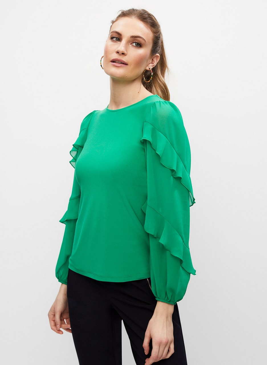 Ruffle Sleeve Chiffon Top