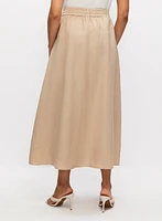 Linen-Blend Pull-On Skirt