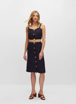 Belted Button-Down Dress