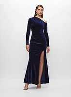 Velvet One-Shoulder Dress