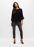 Sequin Detail High-Low Blouse