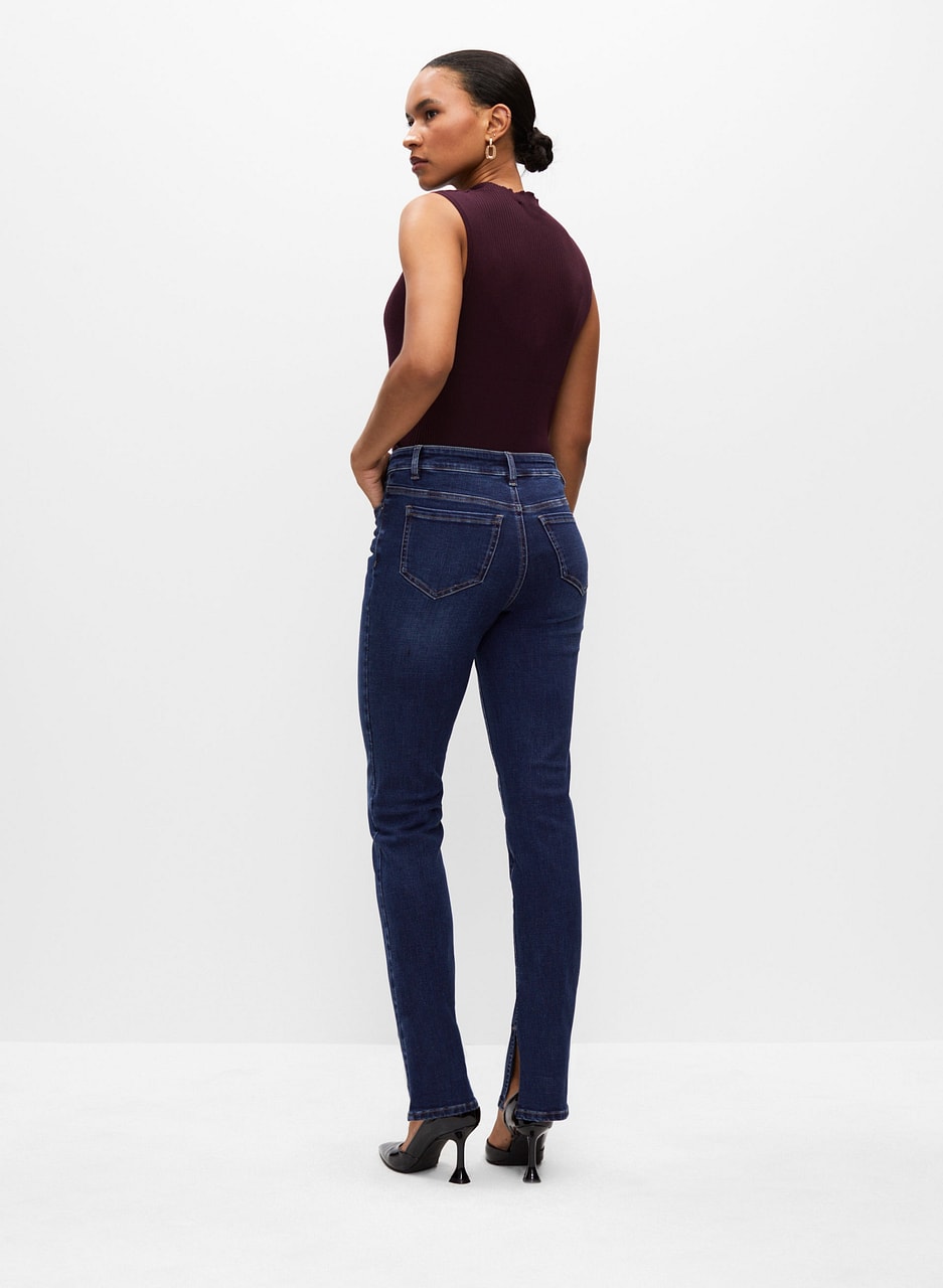 Slit Hem Straight Leg Jeans