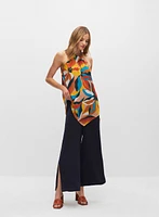 Abstract Print Halter Neck Blouse