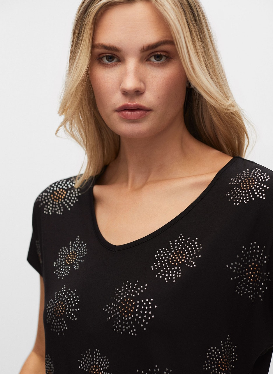 Stud Detail V-Neck Top