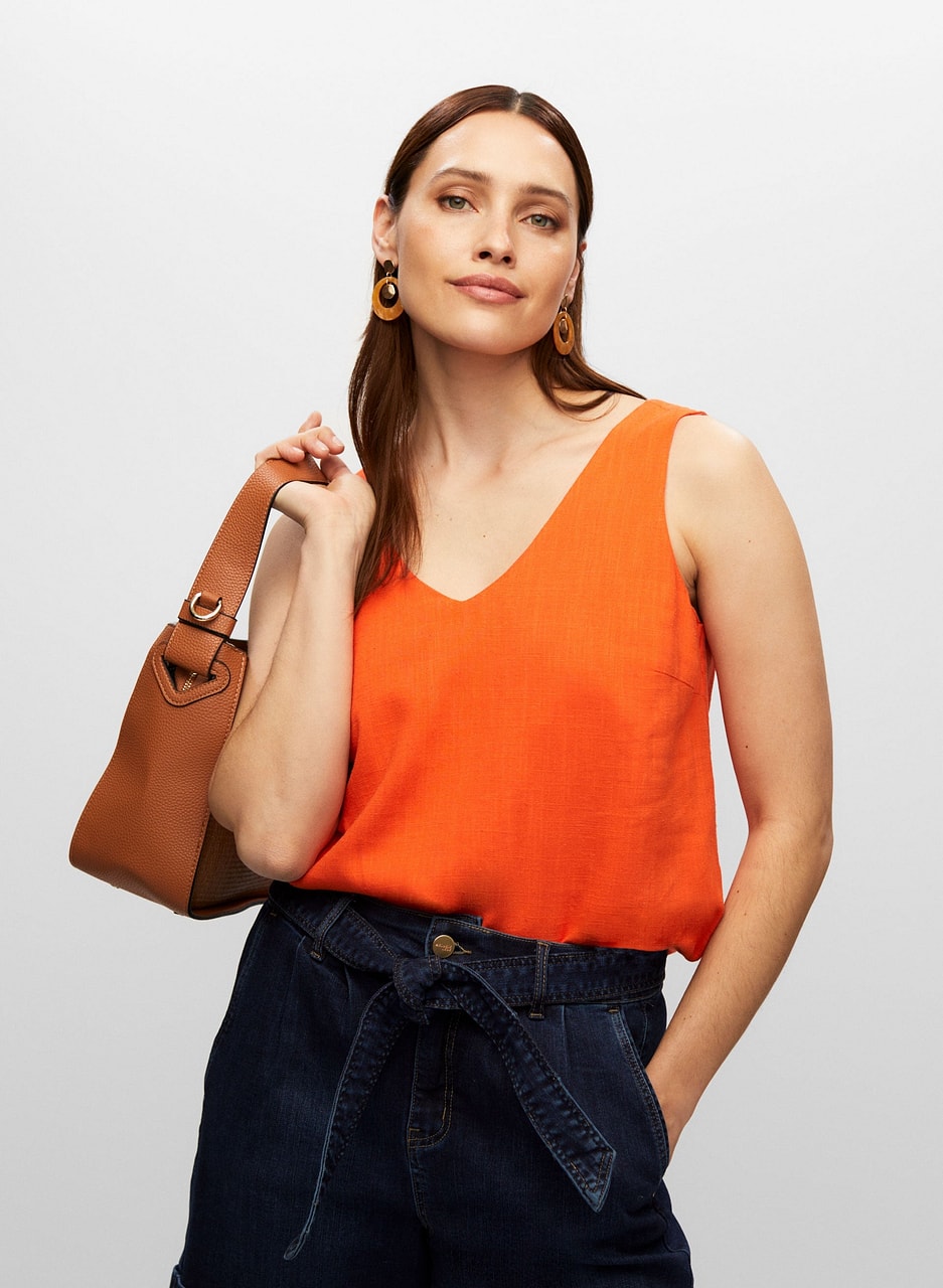 Sleeveless V-Neck Blouse