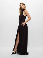 Betsy & Adam - Metallic High Neck Gown