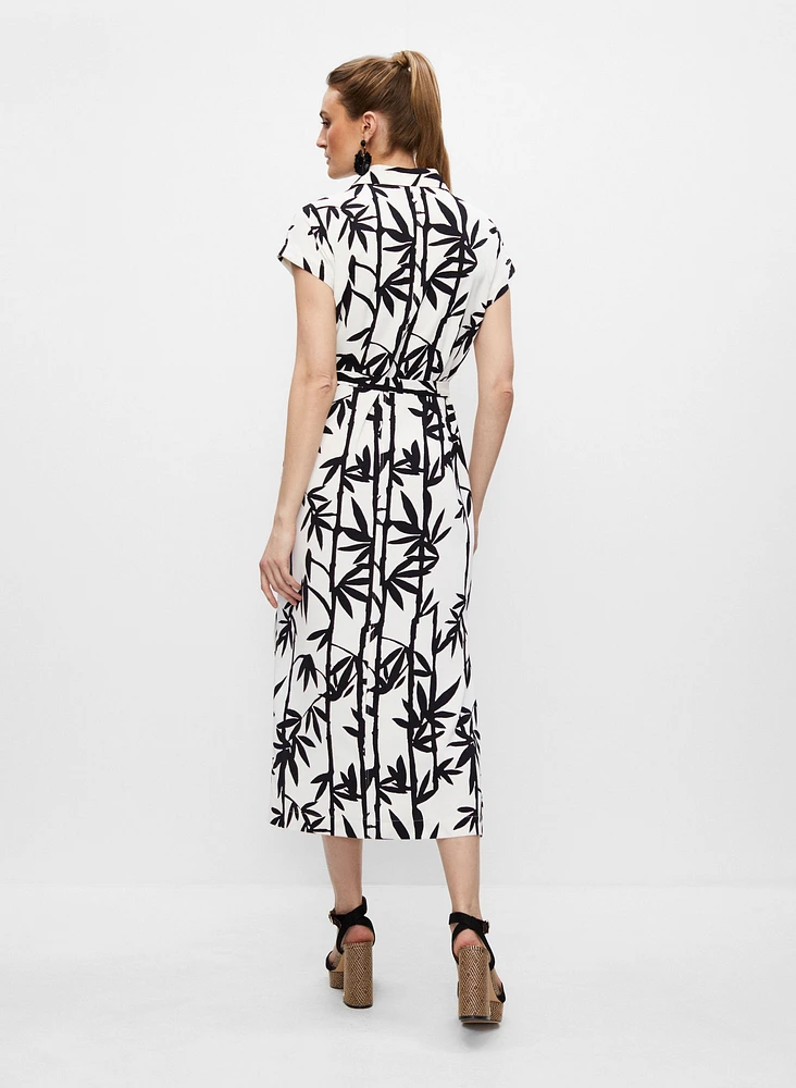 Bamboo Print Shirt Dress