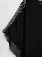 Embellished Chiffon Cape Dress