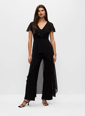 Adrianna Papell - High-Low Chiffon Jumpsuit