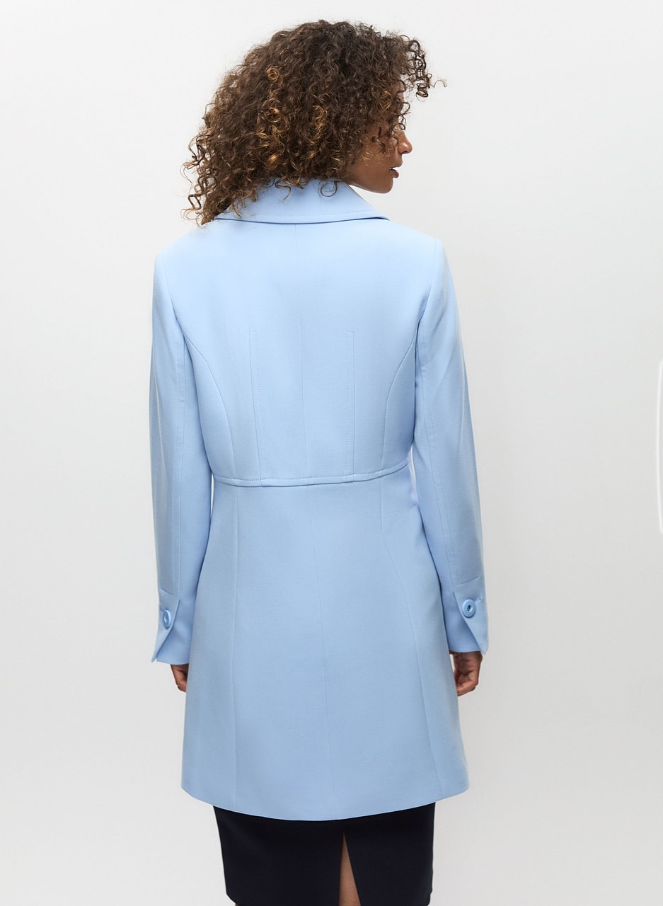 Button Front Tricotine Trench Coat