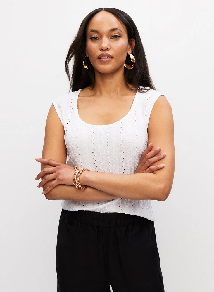 Eyelet Sleeveless Top