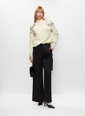 Sequin Motif Sweater & Cargo Pants