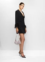 Feather Trim Blazer Dress