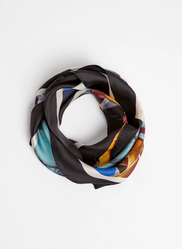 Floral Print Silk Scarf