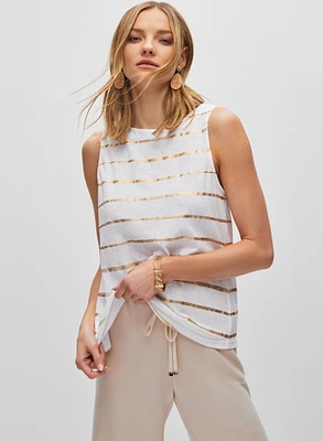 Metallic Stripe Linen Tank Top