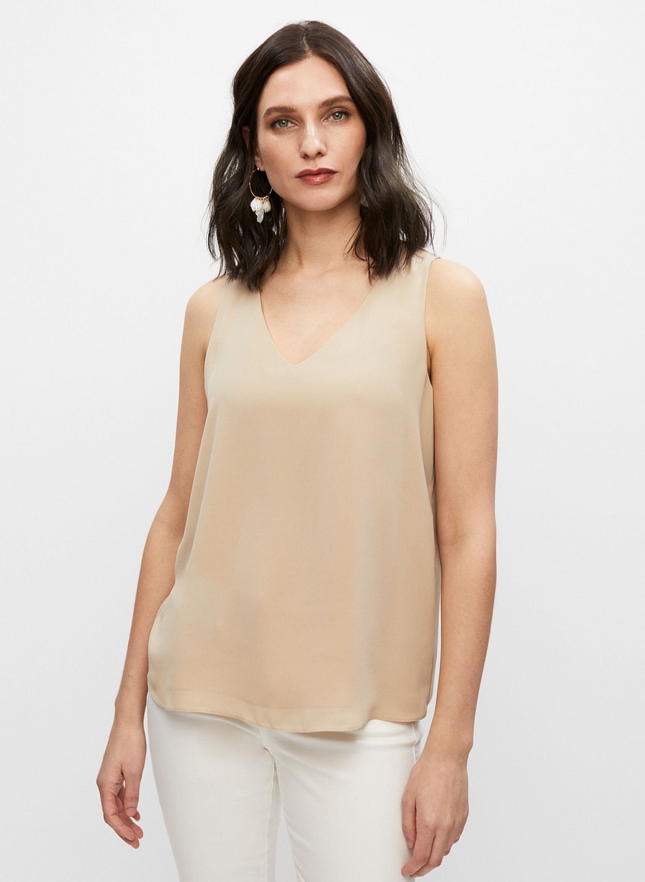 Sleeveless V-Neck Blouse