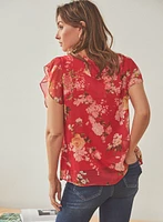 Vince Camuto - Floral Print Flutter Sleeve Blouse