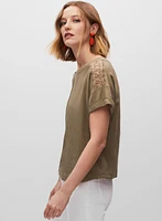 Shoulder Detail Linen Blouse