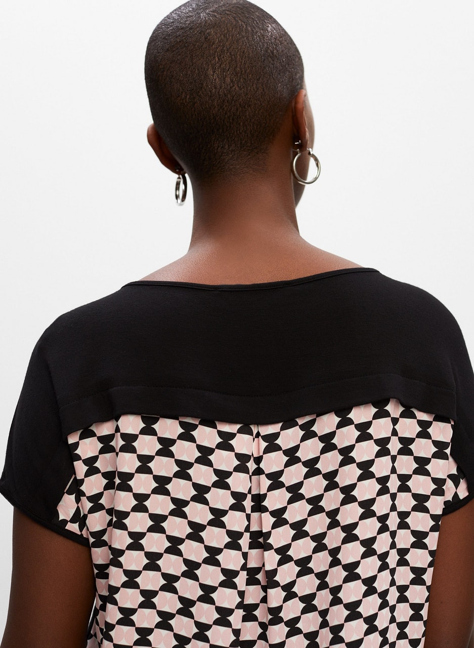 Geometric Print Detail Top