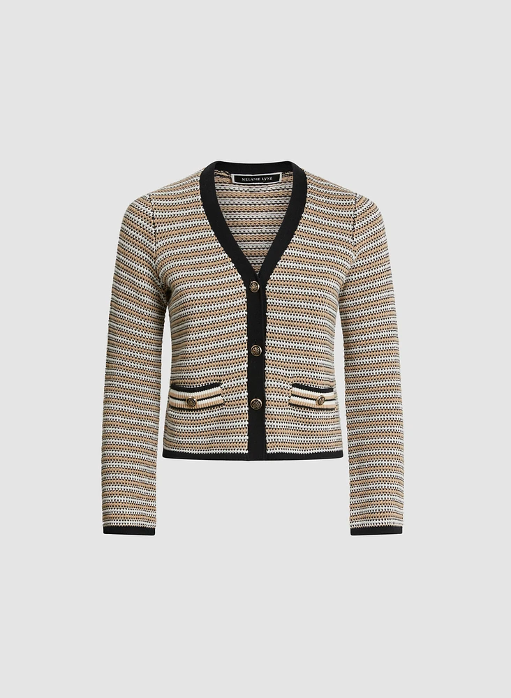 Striped Button Front Cardigan